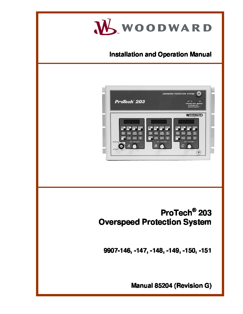 First Page Image of 9907-148 Protech 203 Installation Manual 85204.pdf